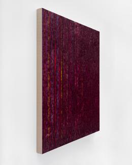 &raquo;Meta&laquo; (side view) 2022. Oil, acrylics and vinyl on canvas, 200.5 x 170.5 x 10 cm