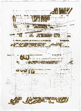 Ellen M&ouml;ckel &raquo;TIKTAK (15)&laquo; 2022. Lasergravur auf Hahnem&uuml;hlepapier. 38 x 28 cm