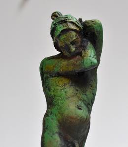 »Grüner Ritter« 2020. Bronze, oil paint. 18 cm
