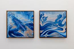 Claus Georg Stabe, Blue Lobstar Dub , 2026. Öl auf Leinwand, 50 cm x 100 cm