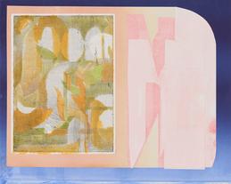 &raquo;The Transcendental Outpost&laquo; 2022. Farbige &Auml;tzcollage auf Papier, 50,9 x 63,9 cm.