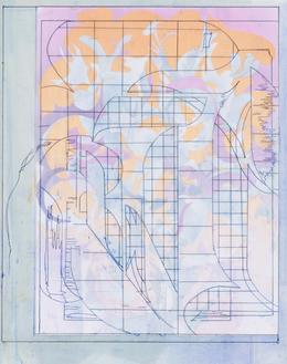 »Day of the Invisible Facade VI« 2021. Aquarell und Collage auf Papier, 65.5 x 52 cm