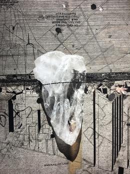 »Plastic bag on concrete while shooting RSVP (Situations)« pigmentprint on Hahnemühle paper, pigment pen drawing . 40 x 30 cm