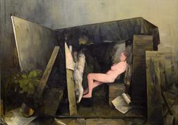 Kai Klahre »Schutzraum« (Detail) 2014, Öl auf Leinen, 120 x 140 cm