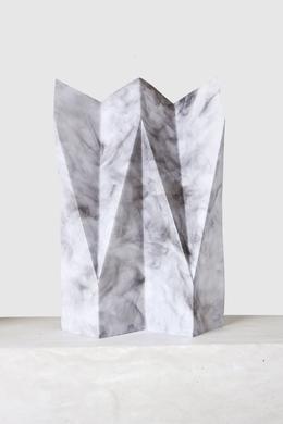 &raquo;Ewige Flamme&laquo; 2013, paper, sod, epoxy, plaster pedestals, unburned clay, volcanic ash, 230 x 110 x 20cm