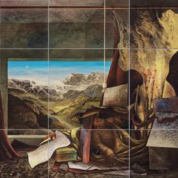 &raquo;Balmeregg&laquo; 2021 (polyptych), &Ouml;l auf Leinwand, 220 x 220 cm