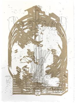 Ellen Möckel »TIKTAK (11)« 2022. Lasergravur auf Hahnemühlepapier. 38 x 28 cm