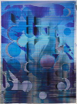 Claus Georg Stabe &raquo;Day of the high Happening&laquo; 2023, ballpoint pen, collage on collotype, 95 x 72 cm