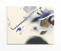 Helen Hu, One Blue Moon From Certain, 2026. Acryl auf Leinwand, 40 cm x 50 cm